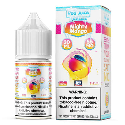 Pod Juice TFN Salt Series E-Liquid 30mL (Salt Nic) 55mg | Mighty Mango Freeze with packaging