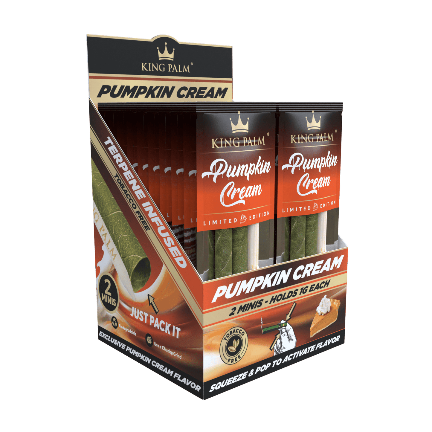 King Palm Real Leaf Rolls | 20-packs 2 minis | Pumpkin Cream with Packaging