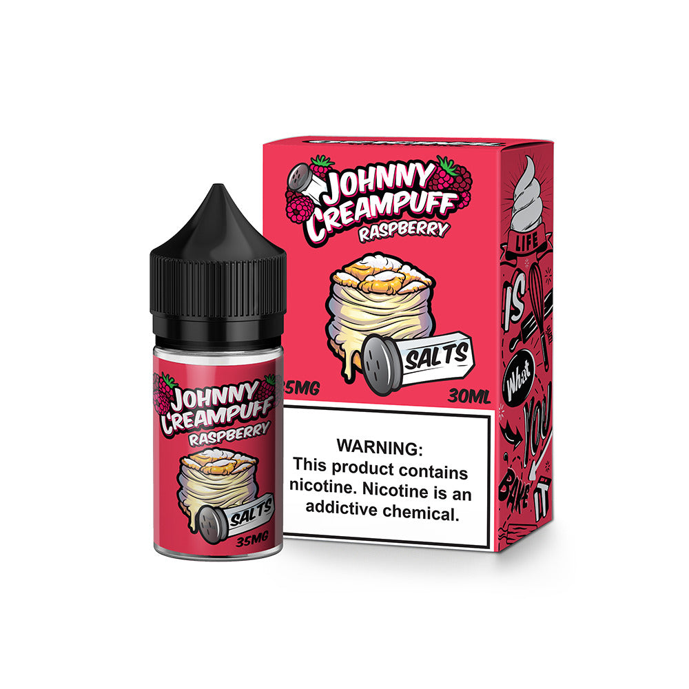 Tinted Brew Johnny Creampuff TFN Salt Series E-Liquid 30mL | 35mg Raspberry with packaging