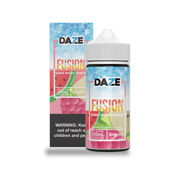 7Daze Fusion Series E-Liquid 100mL (Freebase) | Raspberry Green Apple Watermelon Iced with Packaging