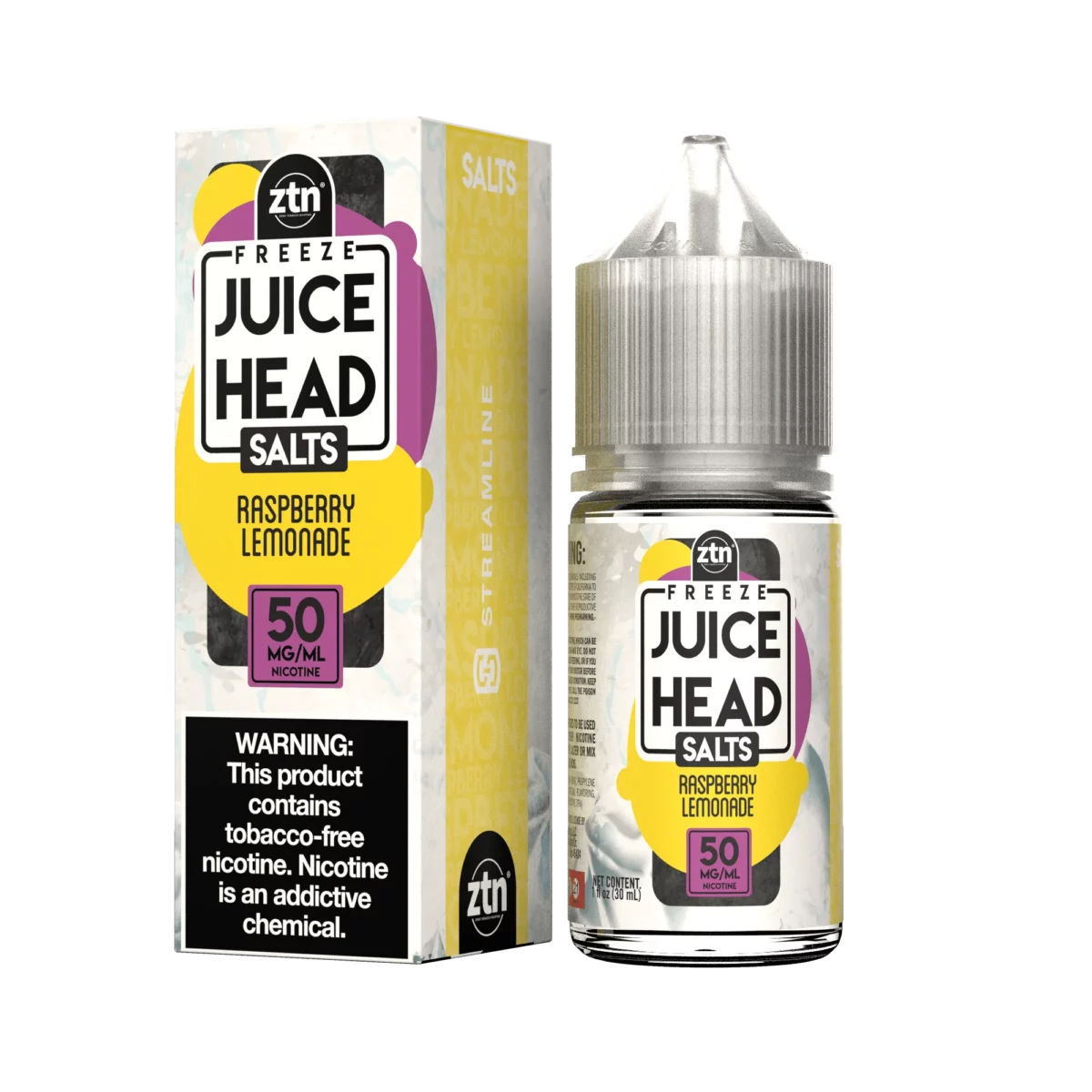 Juice Head Salt Series E-Liquid 30mL (Salt Nic) | 50mg Raspberry Lemonade Freeze with packaging