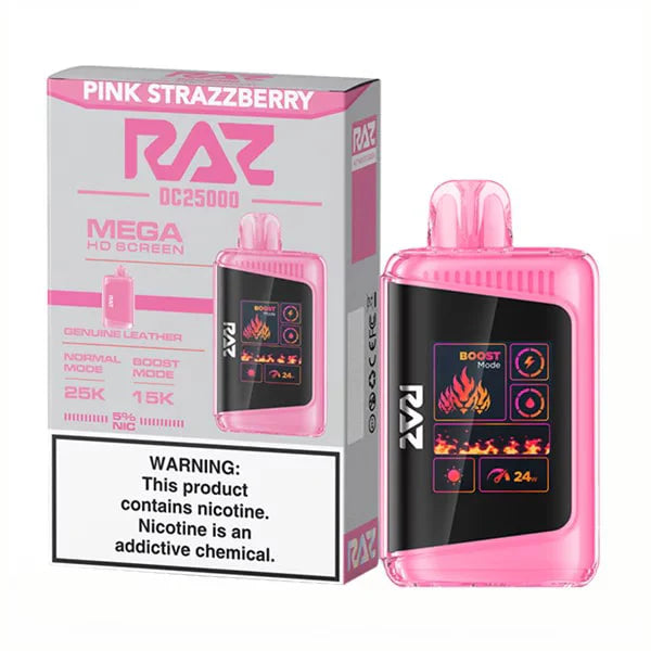 RAZ DC25000 Disposable 25000 Puffs 16mL 50mg | MOQ 5 | Pink Strazzberry with packaging