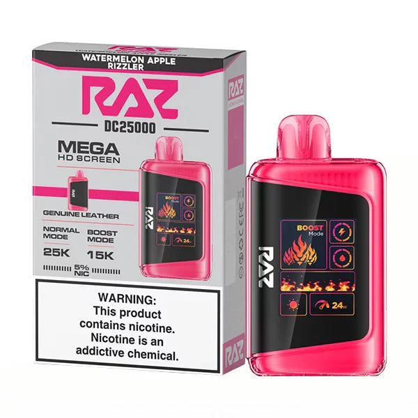 RAZ DC25000 Disposable 25000 Puffs 16mL 50mg | MOQ 5 | Watermelon Apple Rizzler with packaging