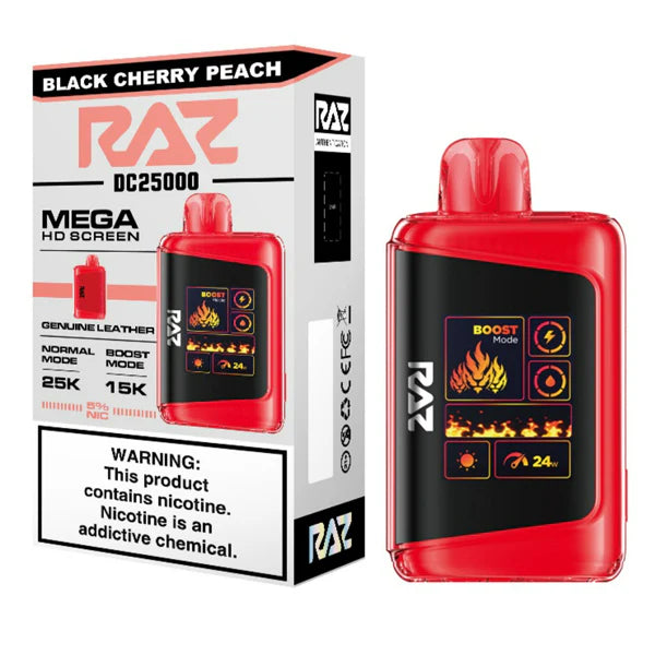 RAZ DC25000 Disposable 25000 Puffs 16mL 50mg | MOQ 5 | Black Cherry Peach with packaging