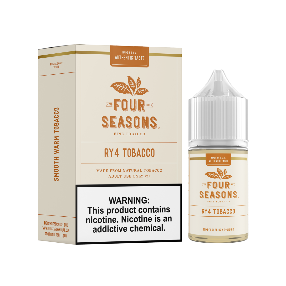Four Seasons E-Liquid 30mL (Freebase) | Ry4 Tobacco with packaging