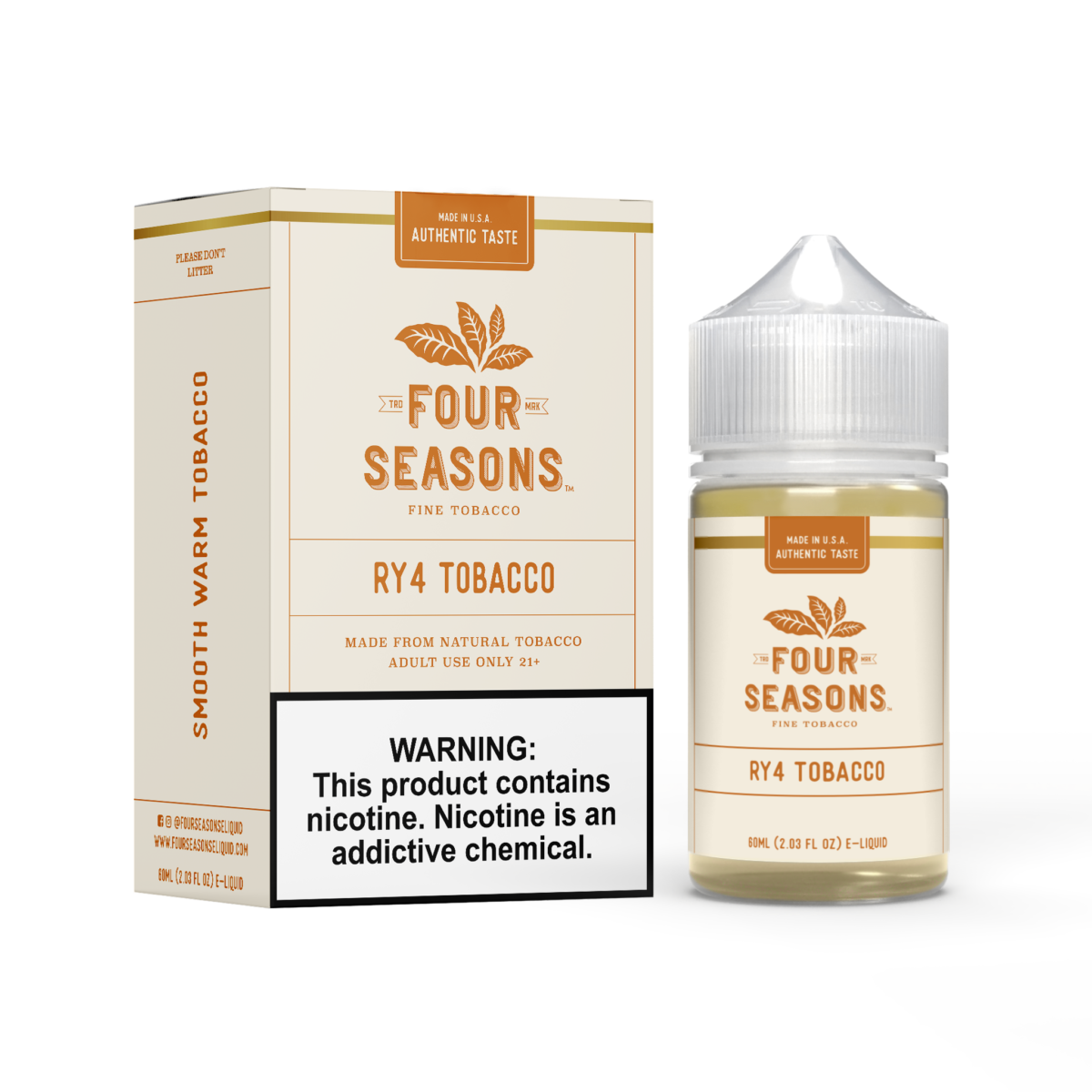 Four Seasons E-Liquid 60mL (Freebase) | Ry4 Tobacco with packaging
