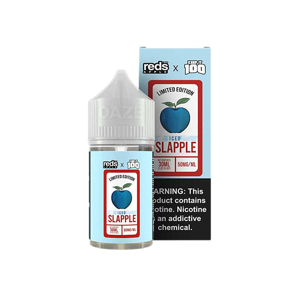 7Daze Keep It 100 Salt Series E-Liquid 30mL | (Salt Nic)(Reds Apple & Blue Slushie) Slapple Iced with Packaging