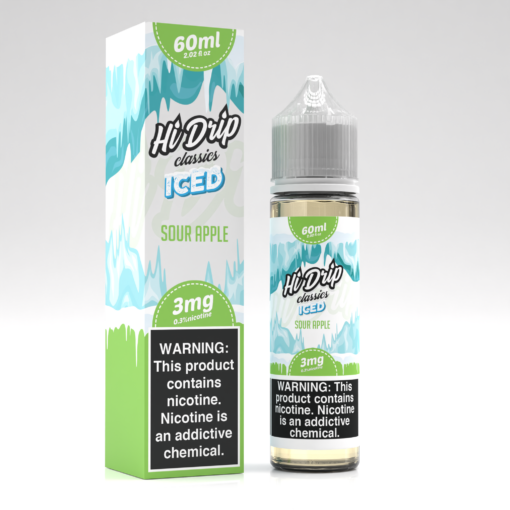 Hi-Drip Classics 60mL (Freebase) | Sour Apple Iced with Packaging