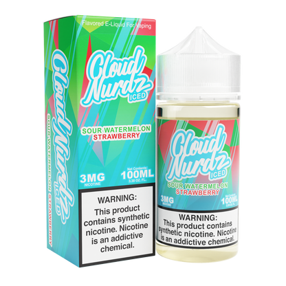 Cloud Nurdz Series E-Liquid 100mL Sour Watermelon Strawberry Ice with packaging