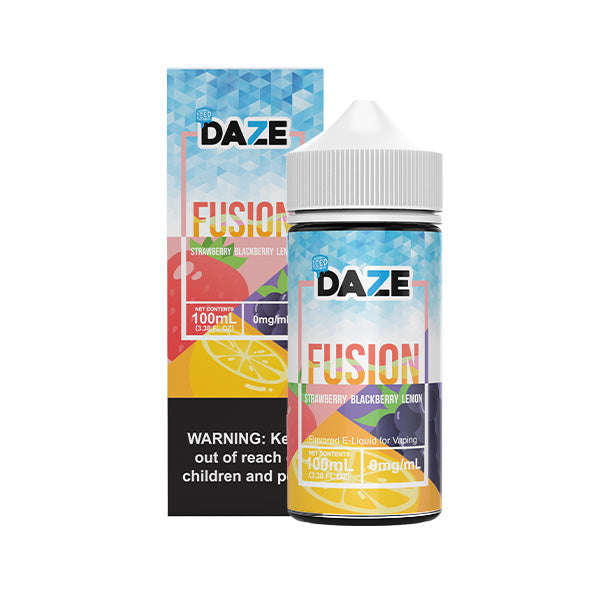 7Daze Fusion Series E-Liquid 100mL (Freebase) | Strawberry Blackberry Lemon Iced with Packaging