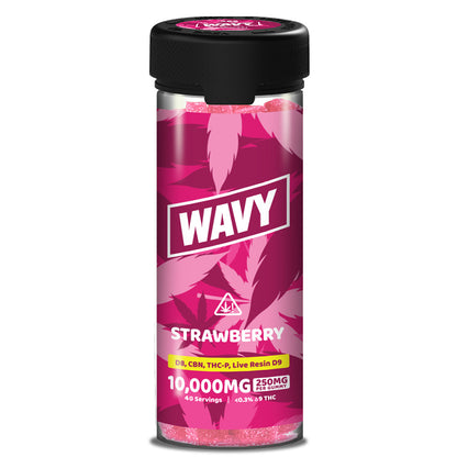 Wavy Gummies D8 + CBN + THCP + LR D9 Gummies (10000mg 40ct Jar) | Strawberry