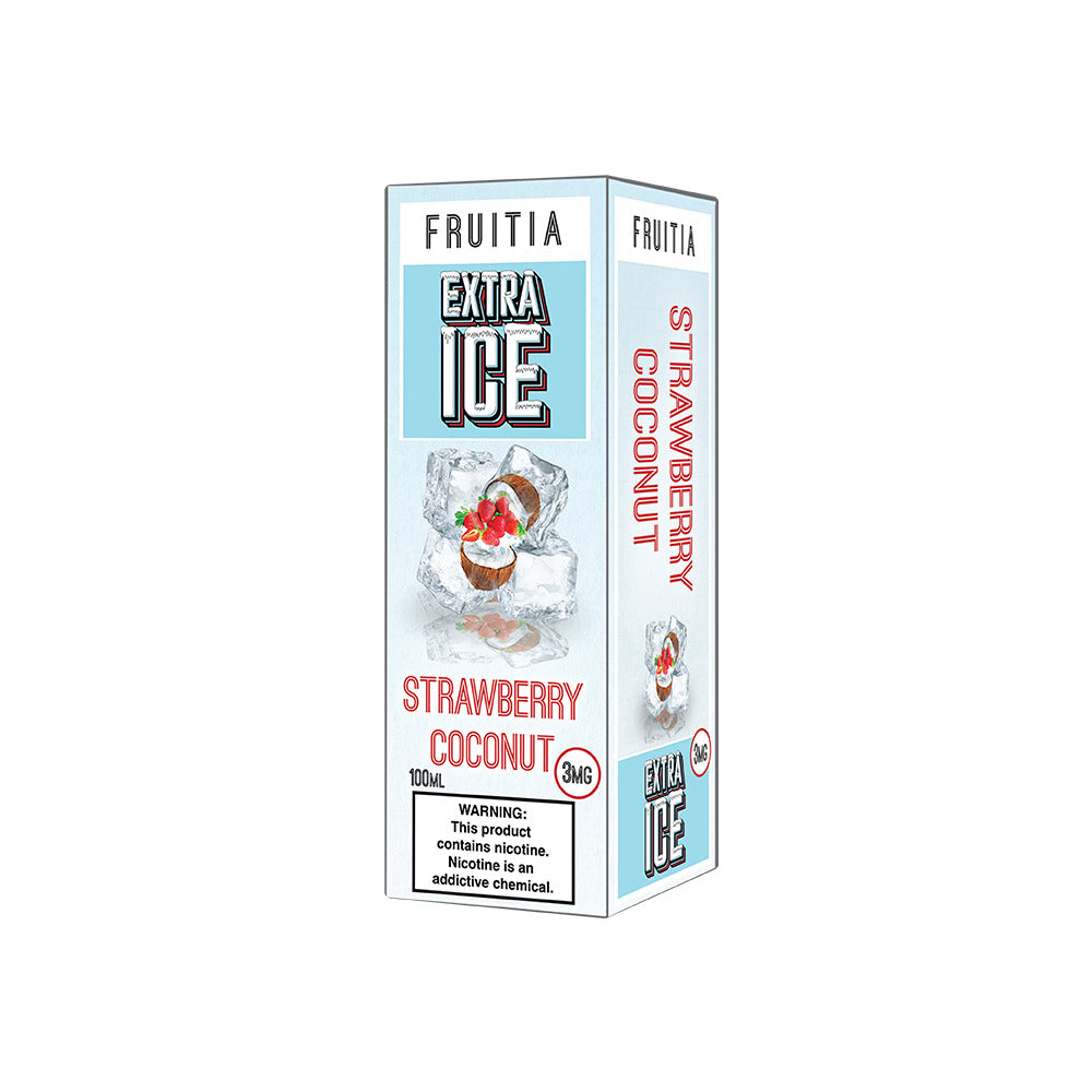 Fruitia Extra Ice Series E-Liquid 100mL (Freebase) | Strawberry Coconut with packaging
