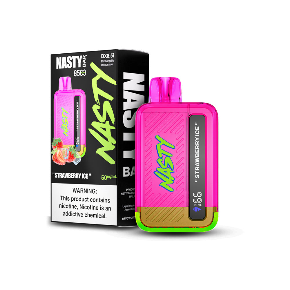 Nasty Juice – Nasty Bar Disposable 8500 Puffs 17mL 50mg Strawberry Ice with packaging