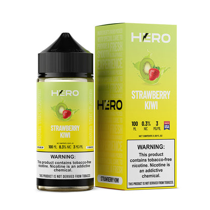 Hero E-Liquid 100mL (Freebase) | Strawberry Kiwi with Packaging