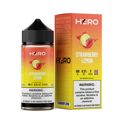 Hero E-Liquid 100mL (Freebase) | Strawberry Lemon with Packaging