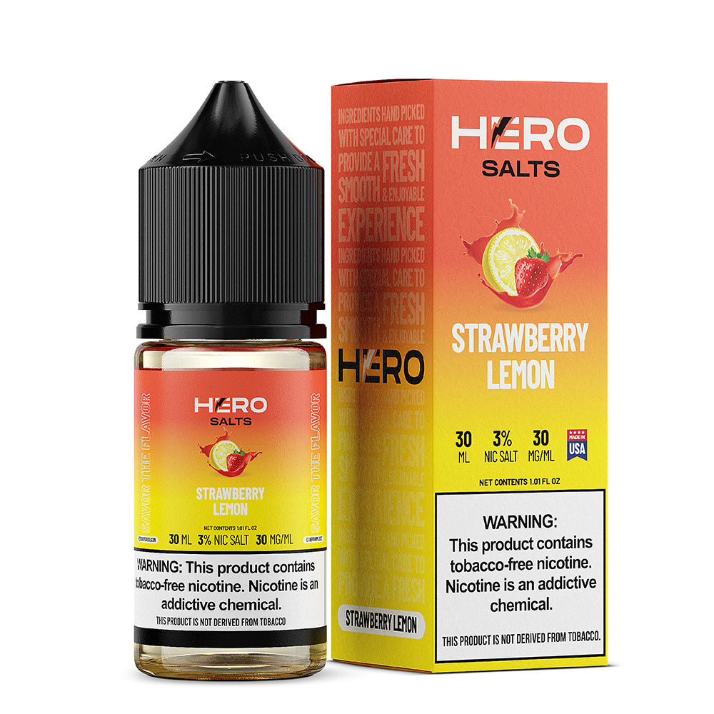 Hero E-Liquid 30mL (Salts) |Strawberry lemon with Packaging