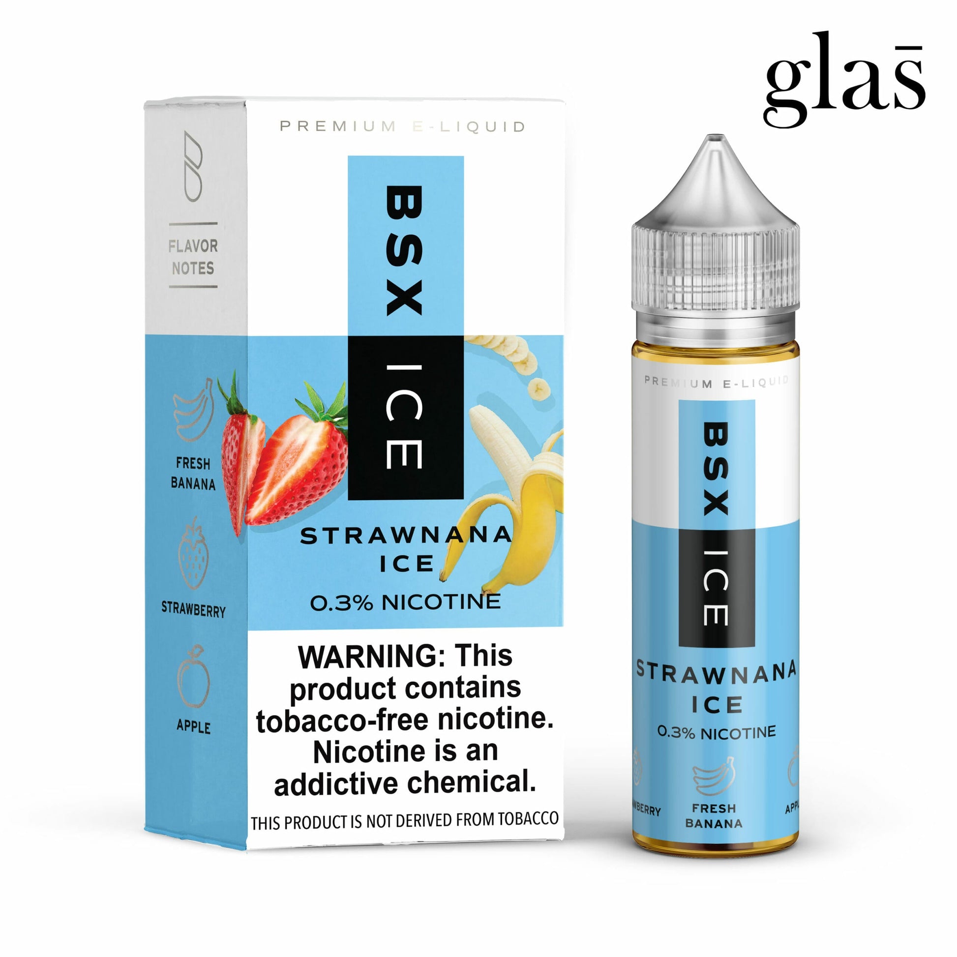 GLAS BSX TFN Series E-Liquid 3mg | 60mL (Freebase) Strawnana Ice with Packaging