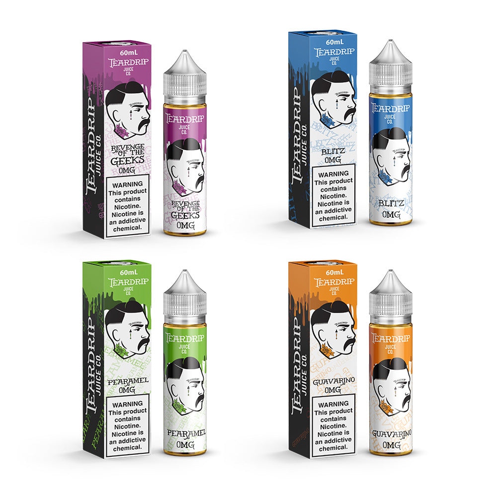 Tear Drip E-Liquid 60mL Freebase | 0mg with packaging