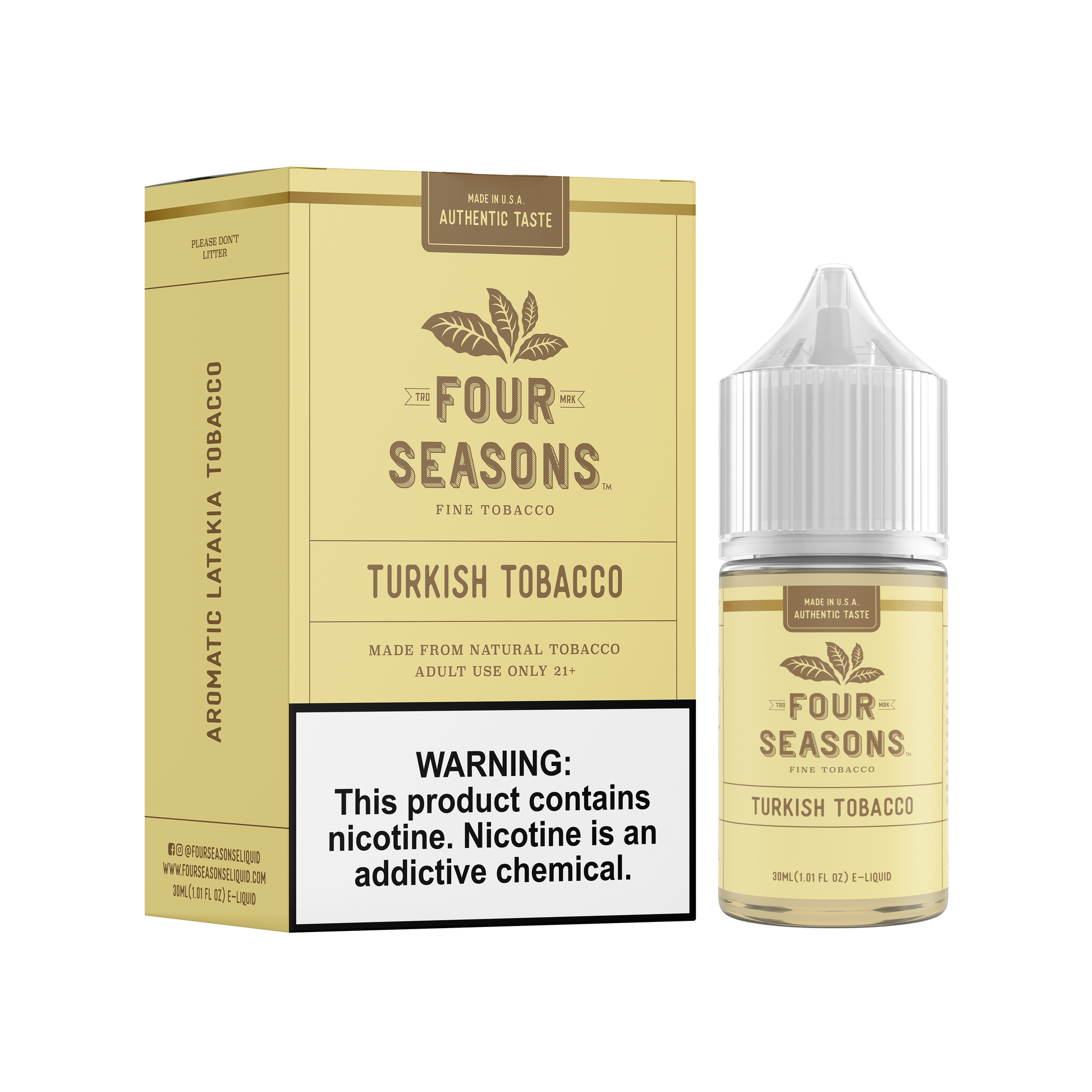 Four Seasons E-Liquid 30mL (Freebase) | Turkish Tobacco with packaging