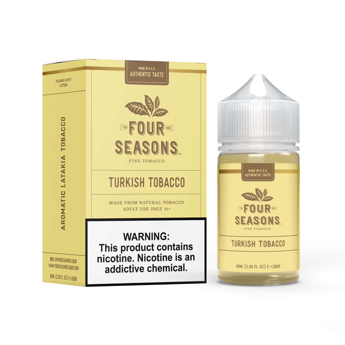 Four Seasons E-Liquid 60mL (Freebase) | Turkish Tobacco with packaging