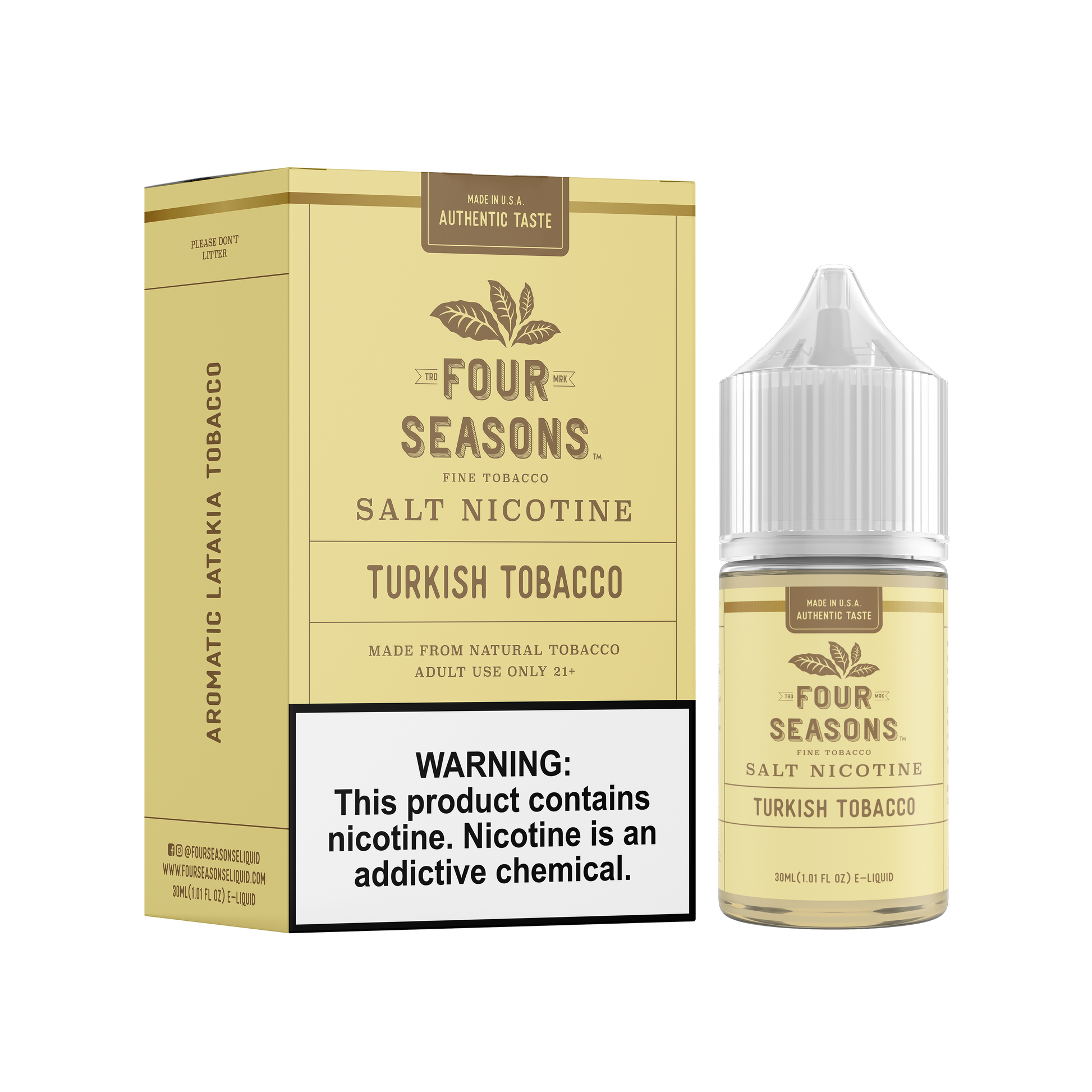 Four Seasons Salt Series E-Liquid | 30mL (Salt Nic) Turkish Tobacco with Packaging