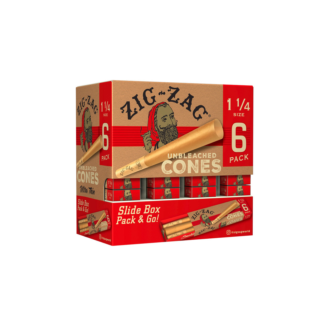 Zig Zag Unbleached Cones 1 1/4 Size - 36 pk Display packaging