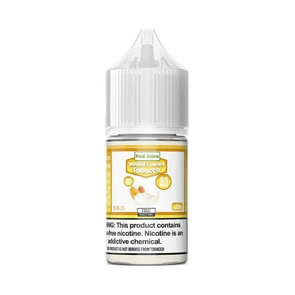 Pod Juice Salt Series E-Liquid 30mL Vanilla Custard Tobacco bottle