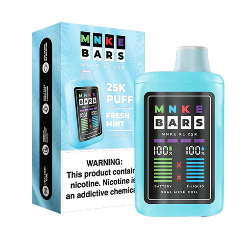 MNKE Bars Disposable 25000 Puffs 18mL 50mg | MOQ 5 | Freshmint with packaging