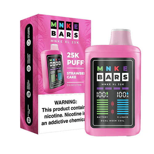 MNKE Bars Disposable 25000 Puffs 18mL 50mg | MOQ 5 | Strawberry Cake with packaging