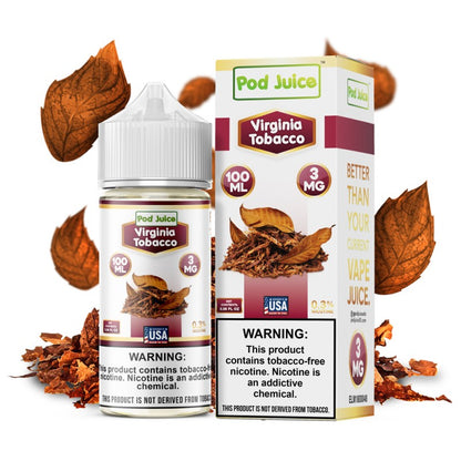 Pod Juice Series E-Liquid 100mL (Freebase) | 3mg Viriginia Tobacco with Packaging