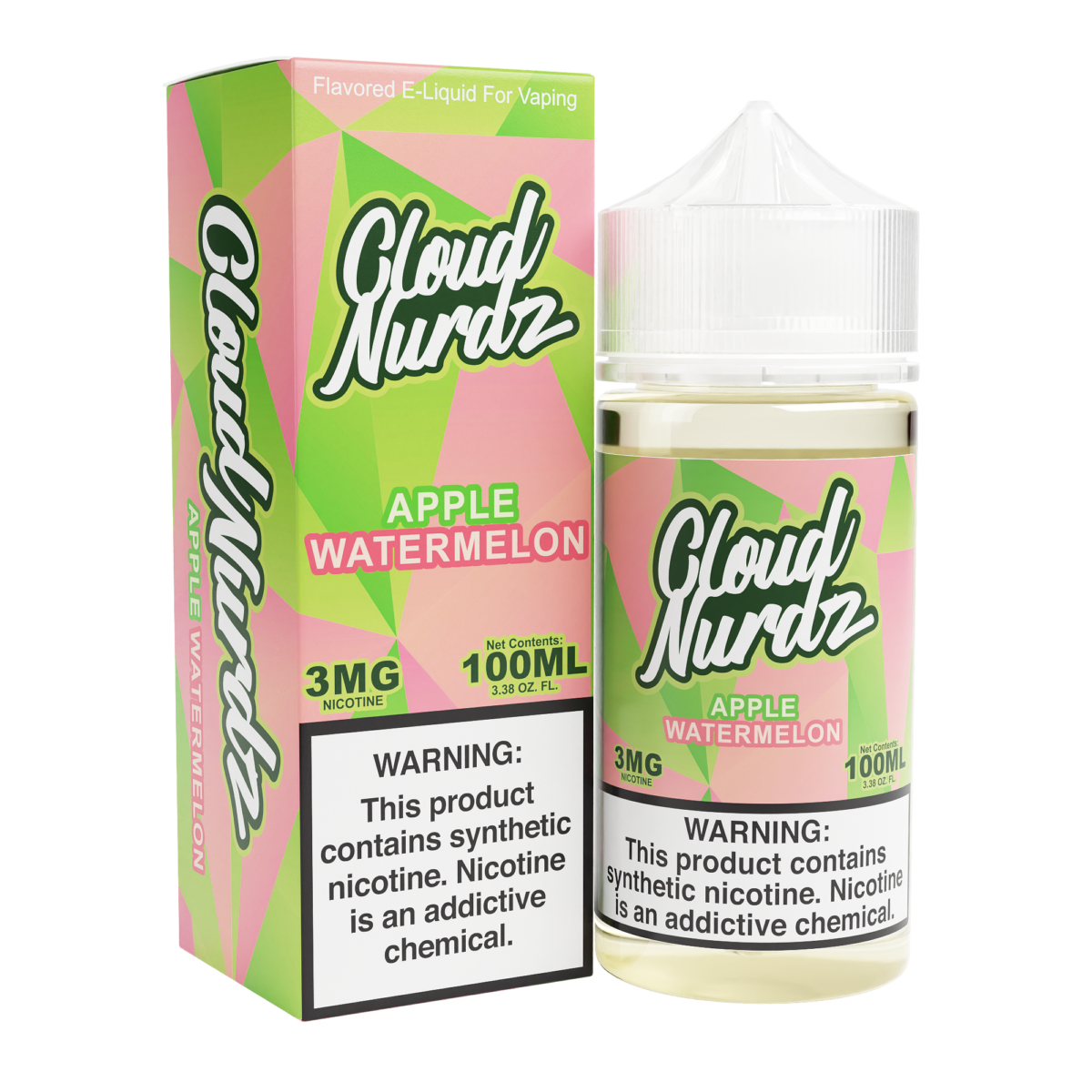 Cloud Nurdz Series E-Liquid 100mL Watermelon Apple with packaging