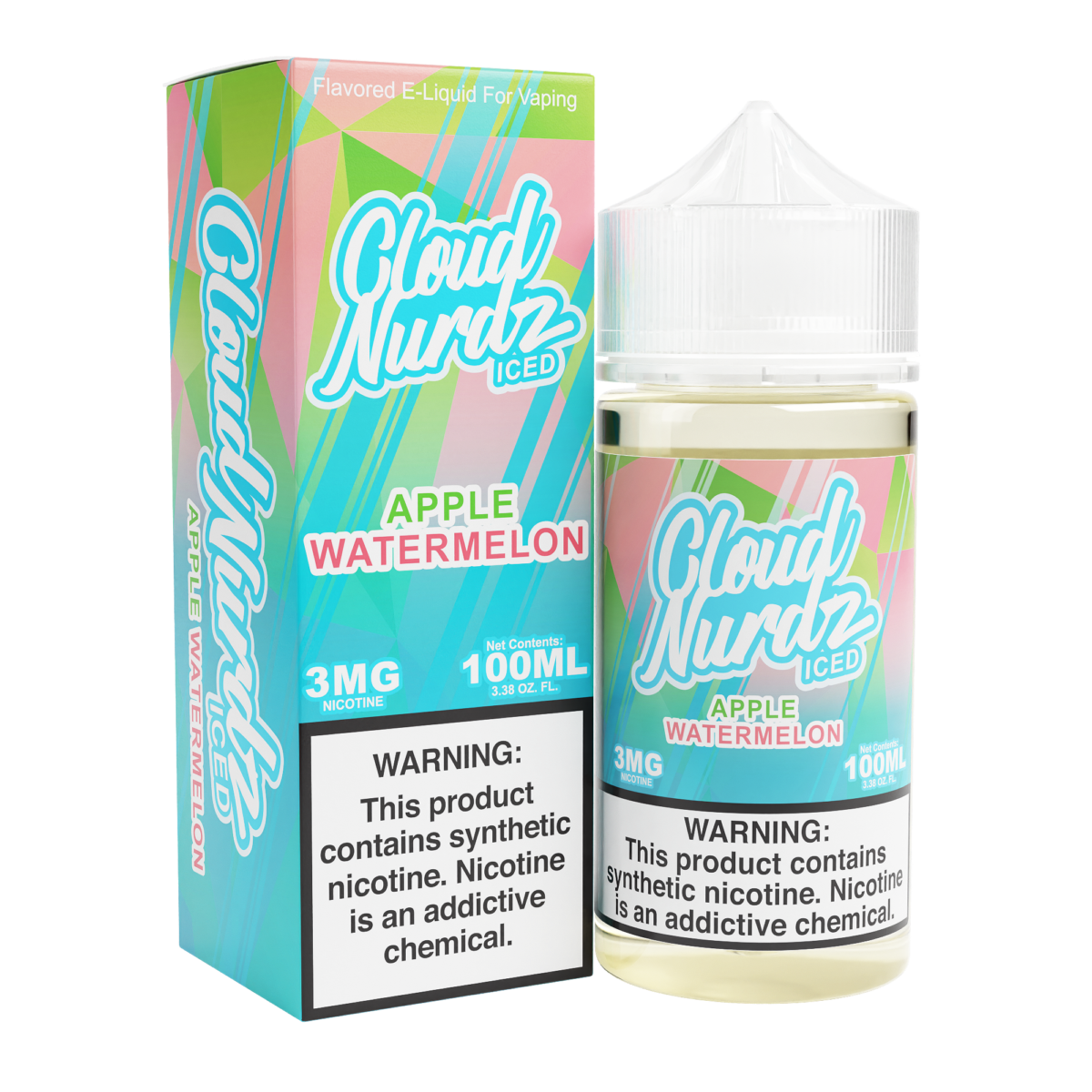 Cloud Nurdz Series E-Liquid 100mL Watermelon Apple Ice with packaging