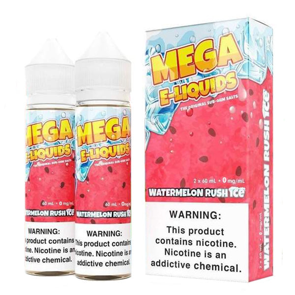 Mega E-Liquids Series x2-60mL | 0mg Watermelon rush ice with packaging