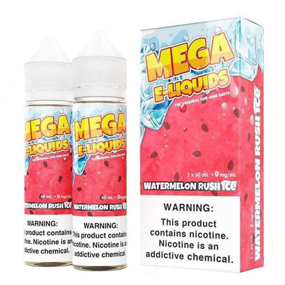 Mega E-Liquids Series x2-60mL | 0mg Watermelon rush ice with packaging