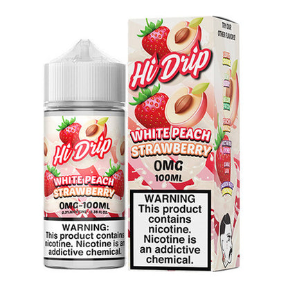 Hi-Drip Series E-Liquid 100mL (Freebase) | White Peach Strawberry with packaging