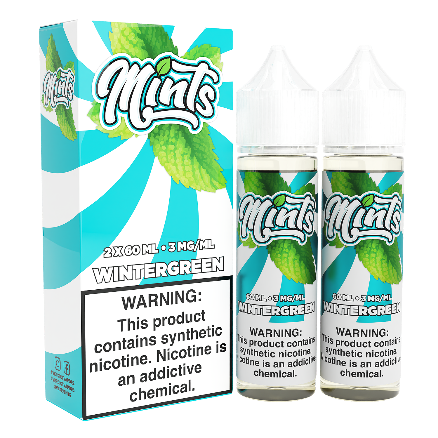 Mints Series E-Liquid x2-60mL | 0mg Wintergreen with packaging