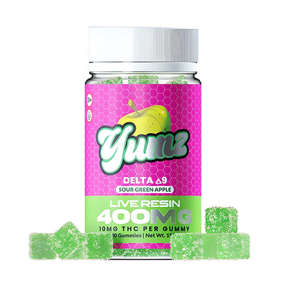 Yumz D9 THC Gummies (400mg 40ct Jar) | Sour Green Apple