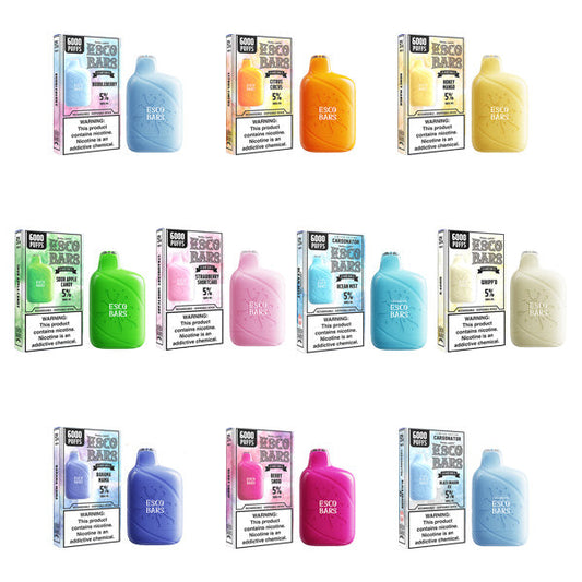 Esco Bars Mesh Disposable | 6000 Puffs | 15mL | 50mg | Group Photo with packaging